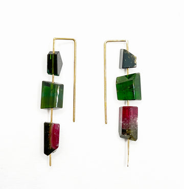 FAIL JEWELRY | Large Hook Earrings with Pink & Green Tourmaline