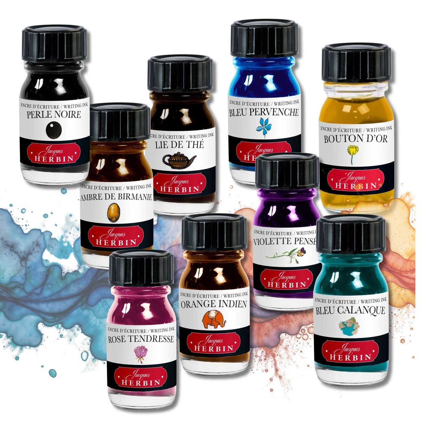 Herbin Fountain Pen Ink 10ml Bottle Assorted Colors