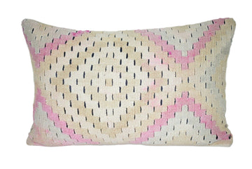 Faded Pink Handwoven Vintage Long and Large Pillow | 16'' X 24''