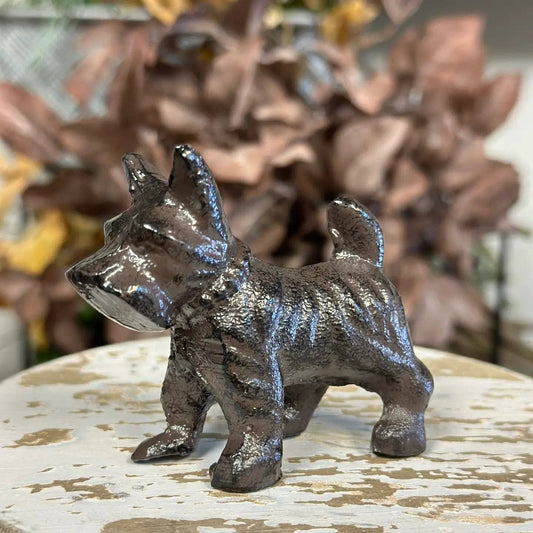 Cast Iron Schnauzer Dog Pet Statue