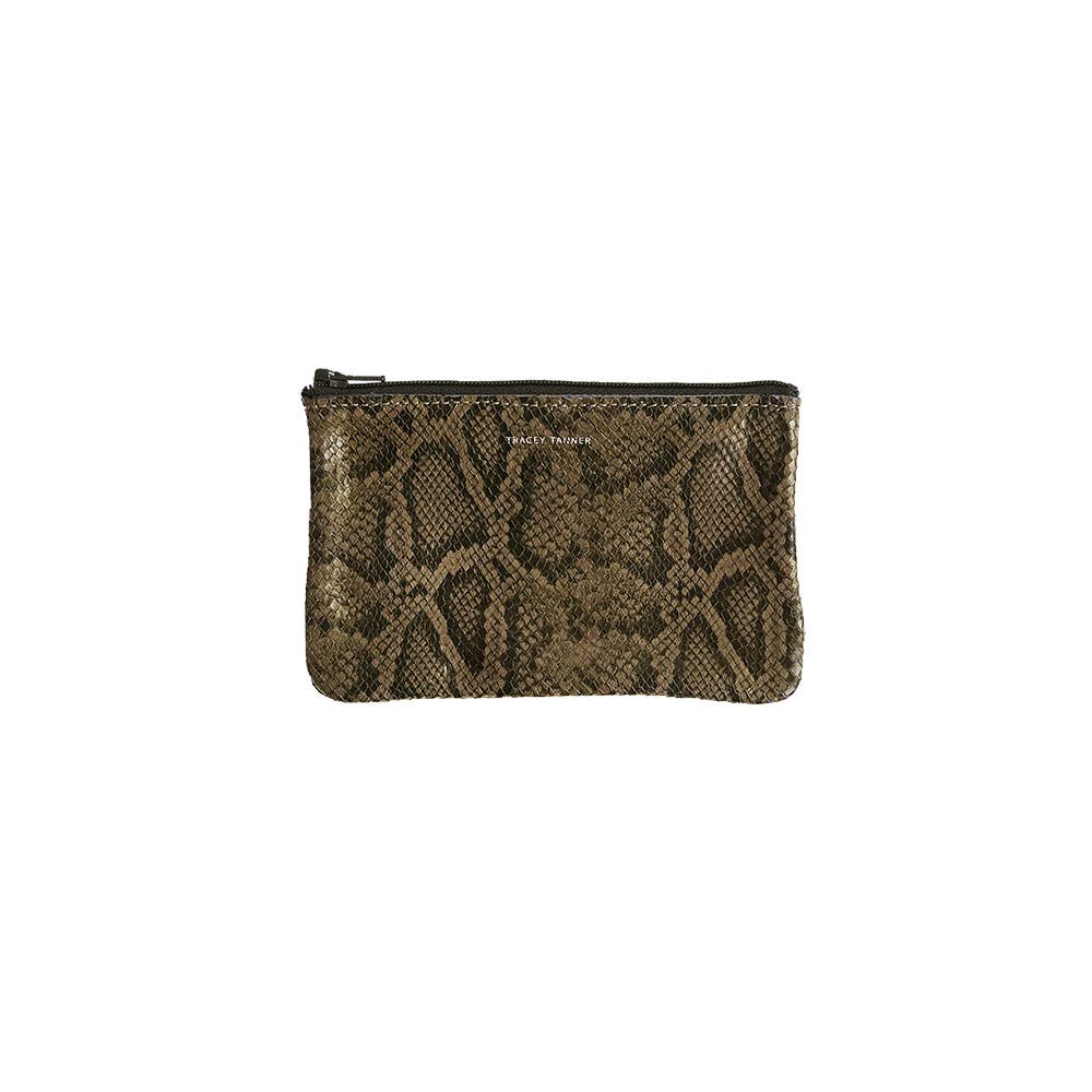 TRACEY TANNER | Small Zip Pouch - Distress Metallic Navy/Black