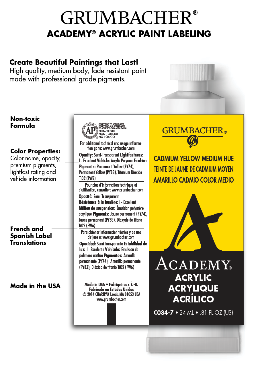Grumbacher® Academy® Acrylic 7pc Bonus Set, 24ml.