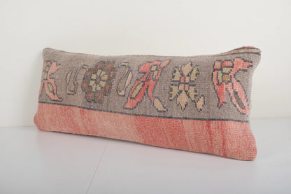 Bohemian Wool Faded Color Rug Pillow, Turkish Taupe | 12" x 28"