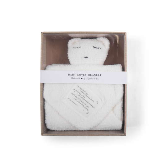 "You know that place between sleep and awake" (Peter Pan) Bear Baby Lovey Blanket: Oatmeal / You Know That Place