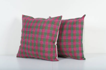 Pink and Green Striped Outdoor Turkish Pillow | 20" x 20"
