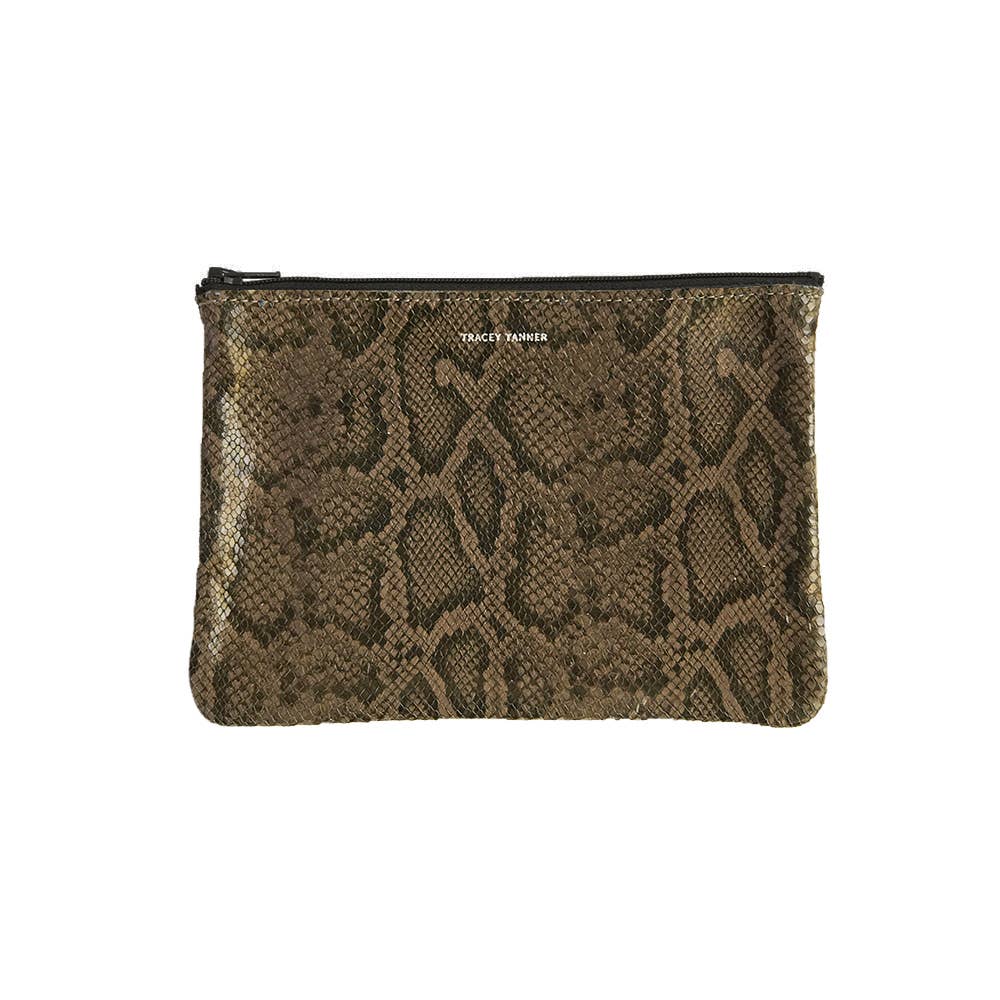 Medium Zip Pouch: Foil Black
