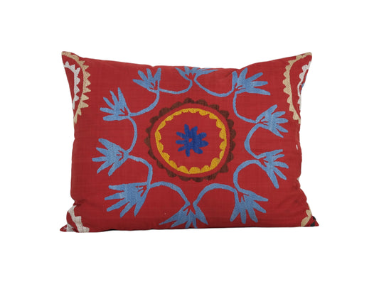 Suzani Pillow, Handmade Embroidered Textile | 20" x 26"