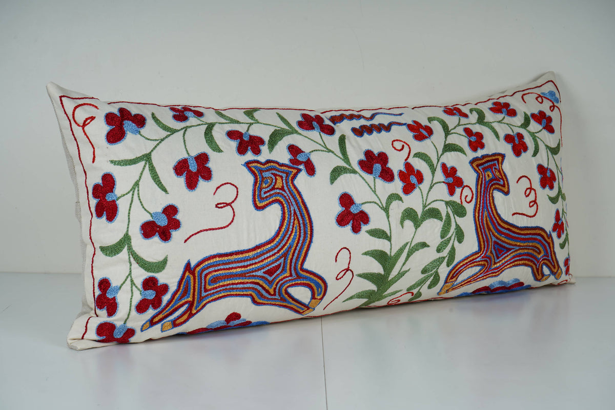Hand Embroidered Suzani Pillow Cover 1/1 – Animal Motif