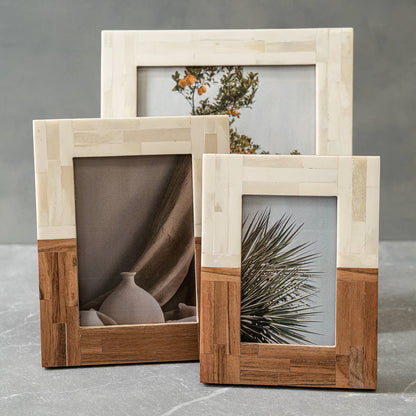 Half Split Wood & Bone Photo Frame 5x7