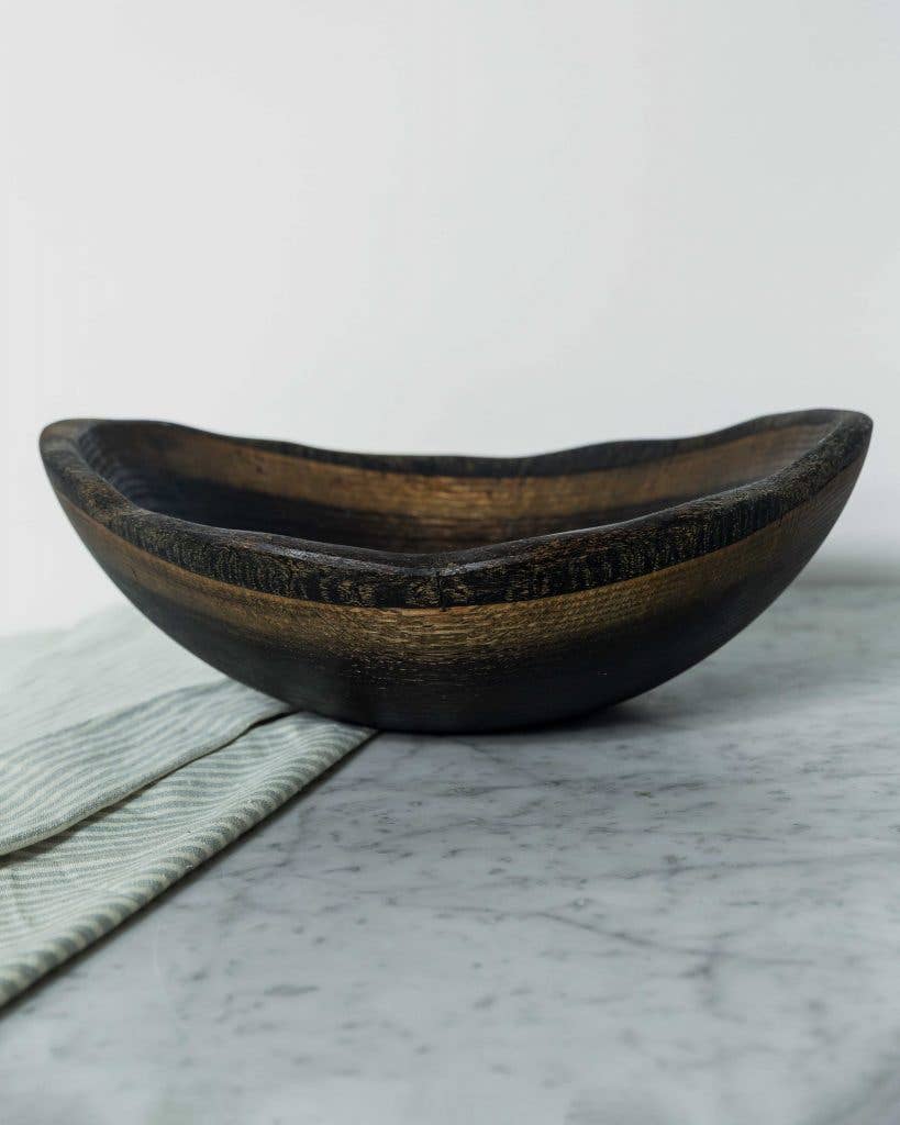 15" EBONIZED OAK OVAL BOWL