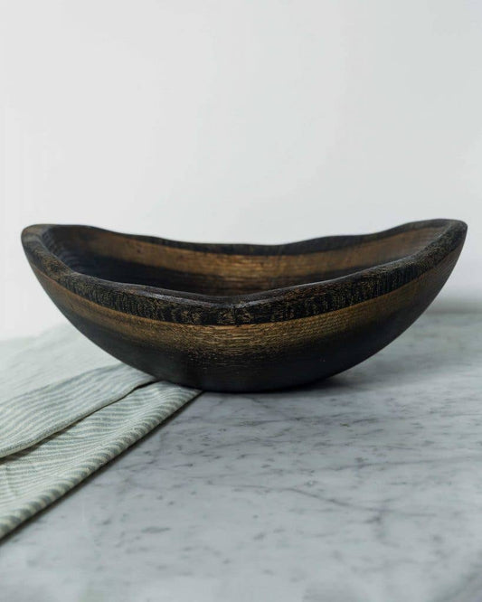 15" EBONIZED OAK OVAL BOWL