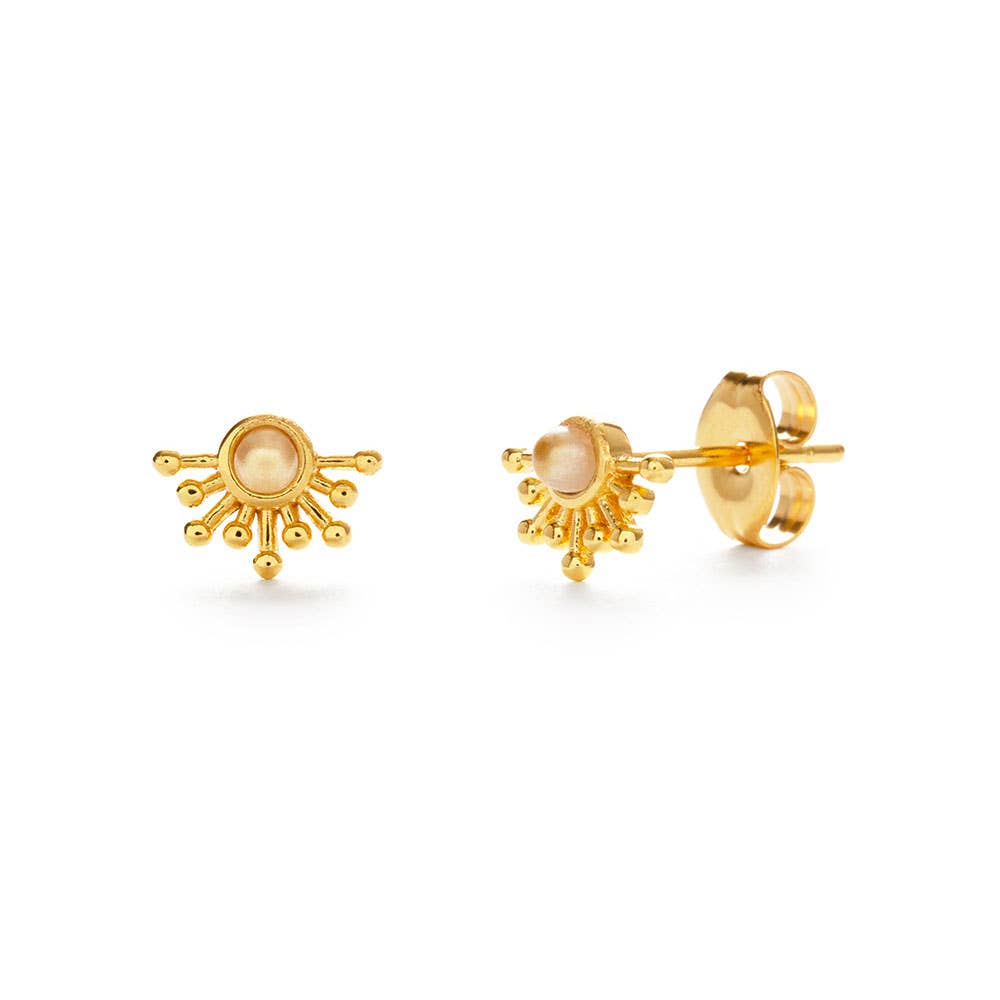 Rays of Light Stud Earrings with Pearl