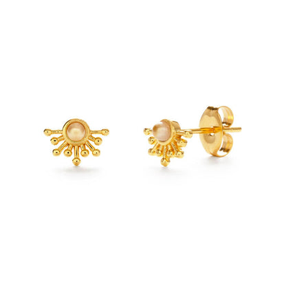 Rays of Light Stud Earrings with Pearl