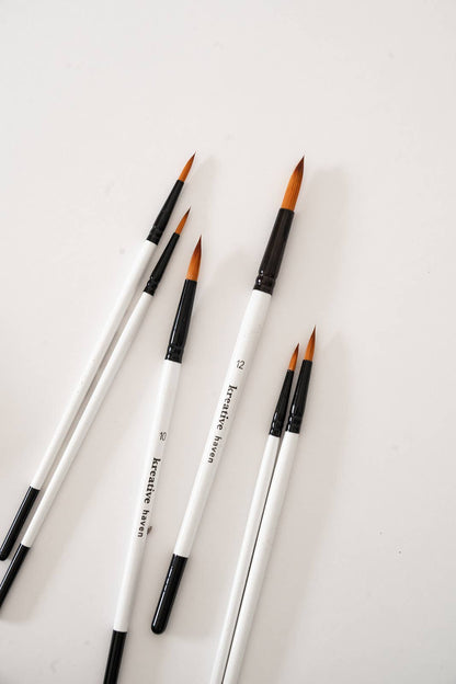 Round Tip Watercolor Brush Set -- 6 piece