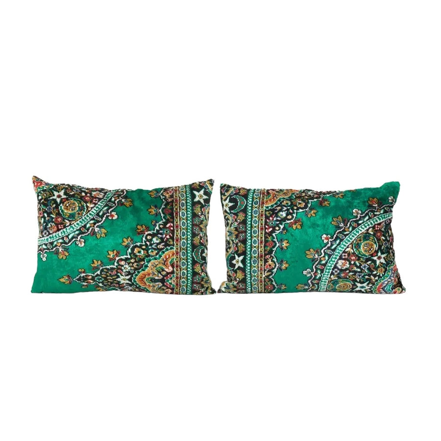 Green Velvet Cushion, Designer Lumbar | 16