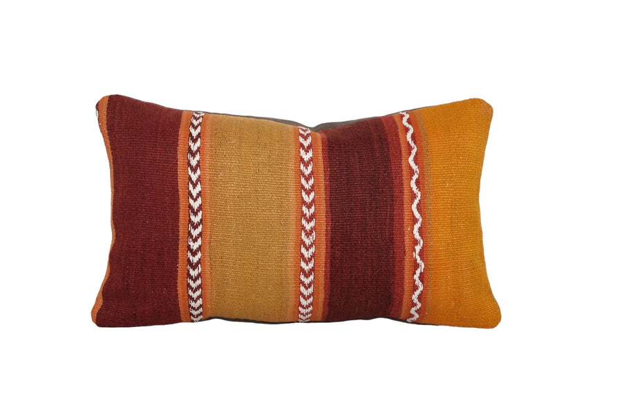 Orange Wool Turkish Lumbar Pillow | 14