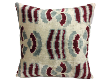 FALU RED- IKAT SILK/VELVET PILLOWCASE | 20" x 20"