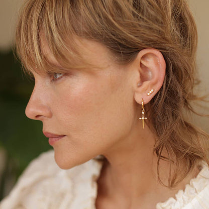 Triple Crystal Bar Stud Earring