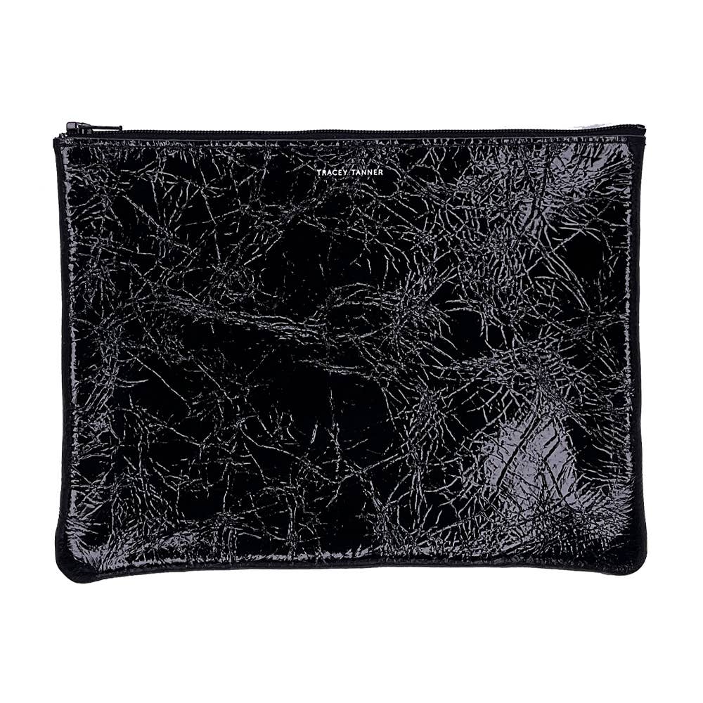 Large Zip Pouch: Foil Black