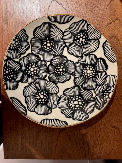 HSIEH CLAY | 8" Handmade Serving Floral Bowl with 22K Gold
