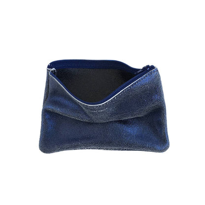 TRACEY TANNER | Medium Zip Pouch -  Metallic Distress Navy Black