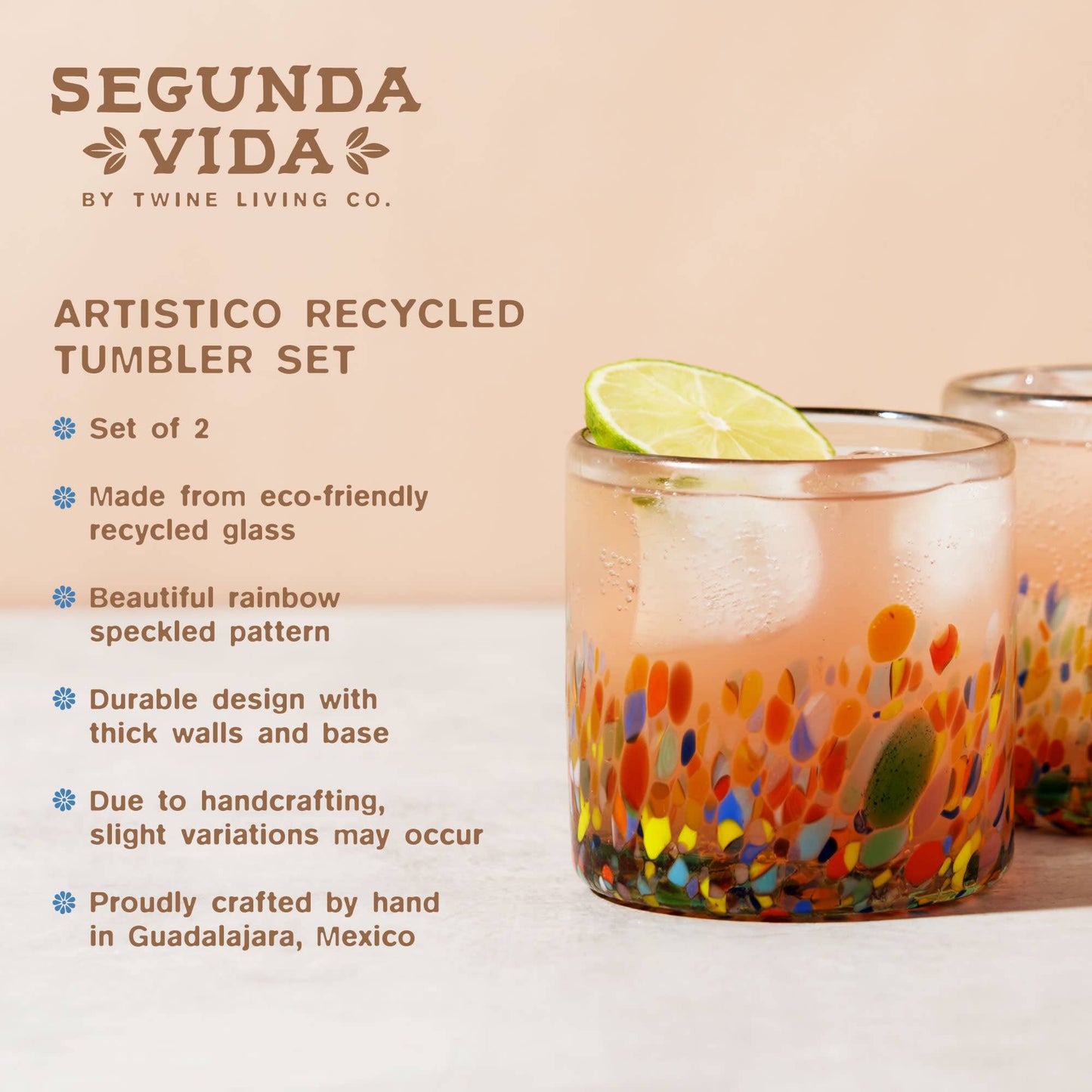 Segunda Vida Artistico Recycled Glass Tumblers Single