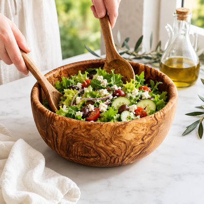 Olive Wood Family Salad Bowl: 8"