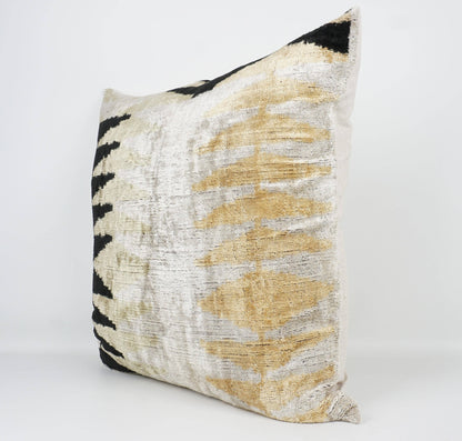 HANDMADE  IKAT SILK/VELVET PILLOW | 24" x 24"