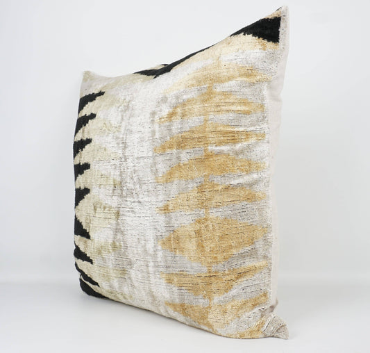 HANDMADE  IKAT SILK/VELVET PILLOW | 24" x 24"