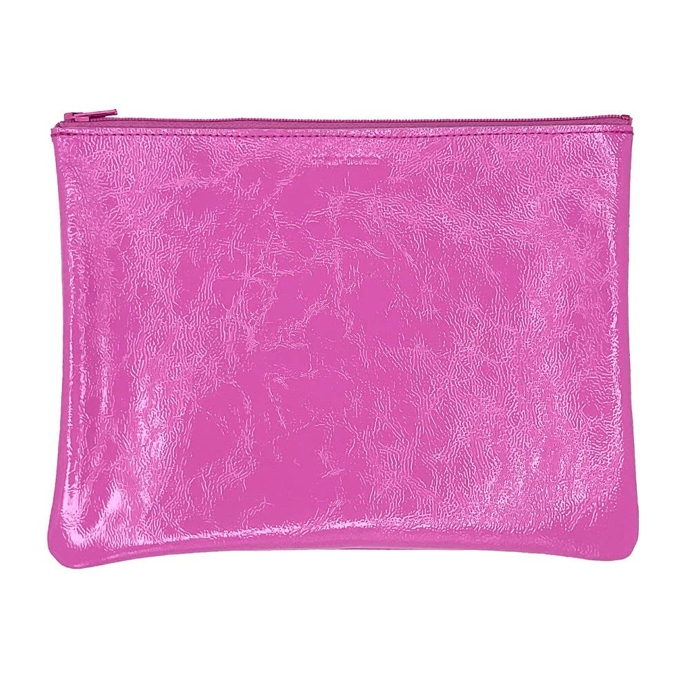 TRACEY TANNER | Large Zip Pouch -  Metallic Distress Navy/Black