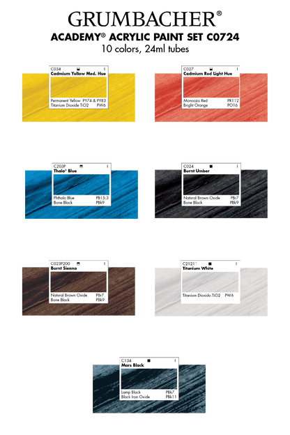 Grumbacher® Academy® Acrylic 7pc Bonus Set, 24ml.