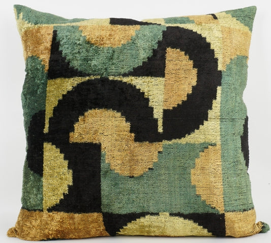 Handmade Ikat Silk/Velvet Pillow | 20" x 20"
