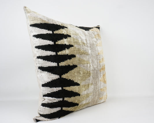 Handmade Ikat Silk/Velvet Pillowcase | 24"x24"