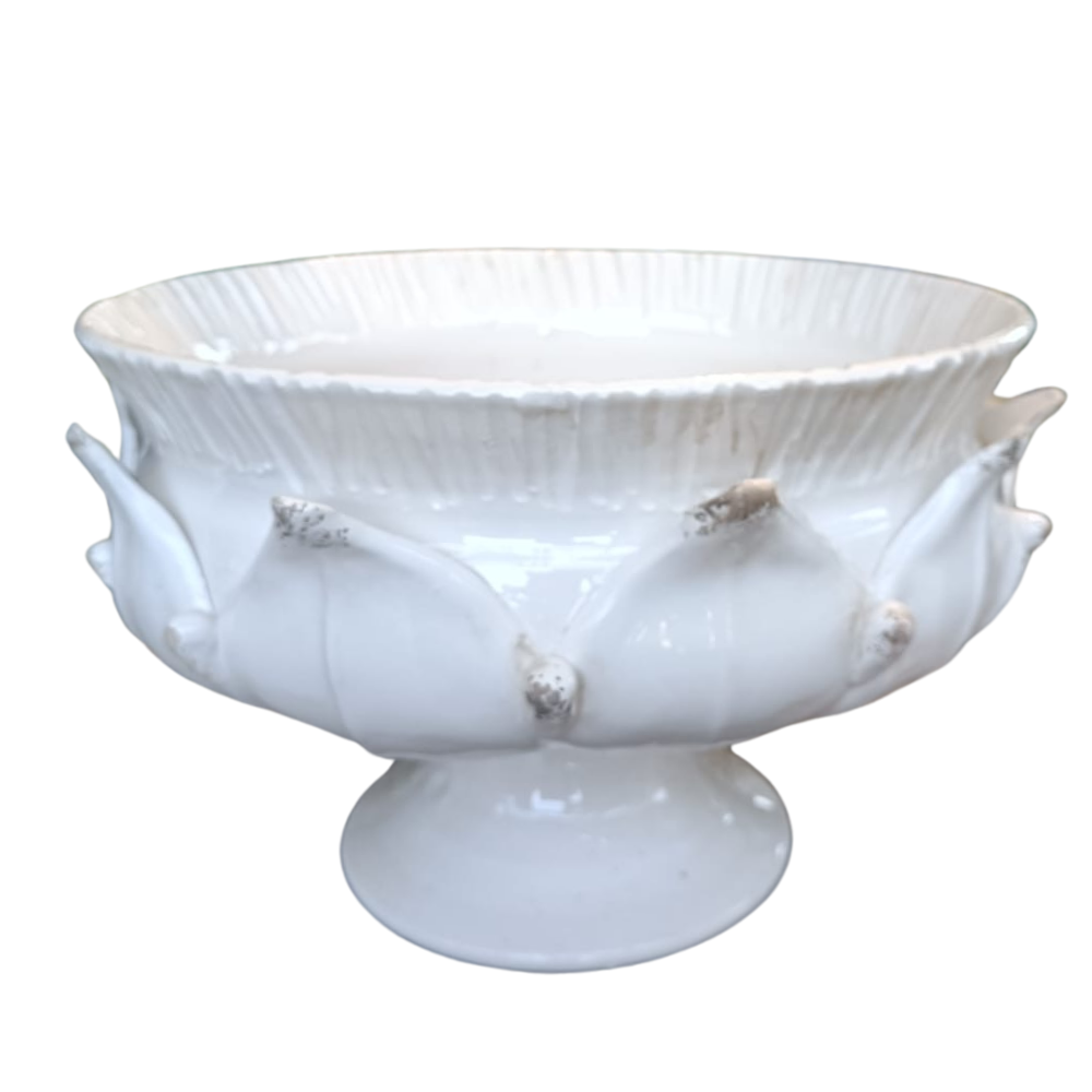 Scavo Harvest Pedestal Bowl - New: Antique White