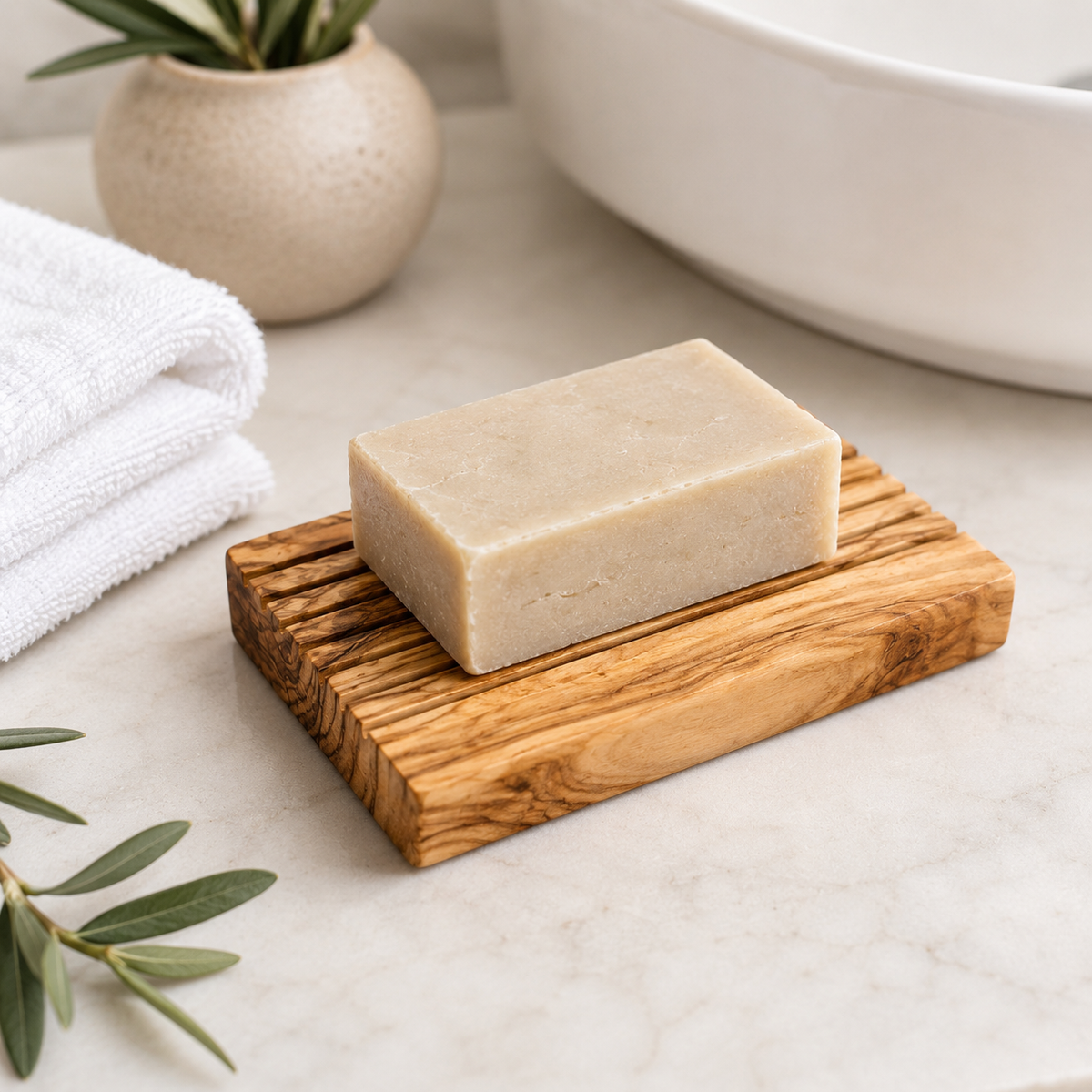 Olive Wood Soap Dish: Oval