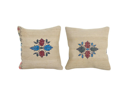 Turkish Kilim Pillow, Boho Couch Pillow | 16" x 16"