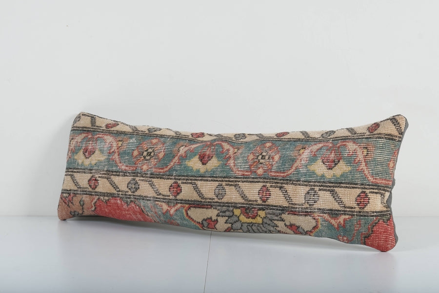 Faded Turquoise Lumbar Pillow, Faded Turkish Lumbar Rug | 11