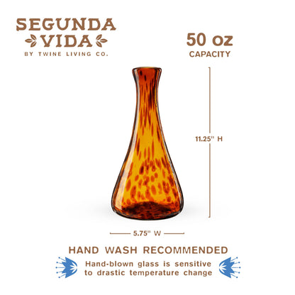 Segunda Vida Tortuga Hand Blown Recycled Glass Wine Decanter