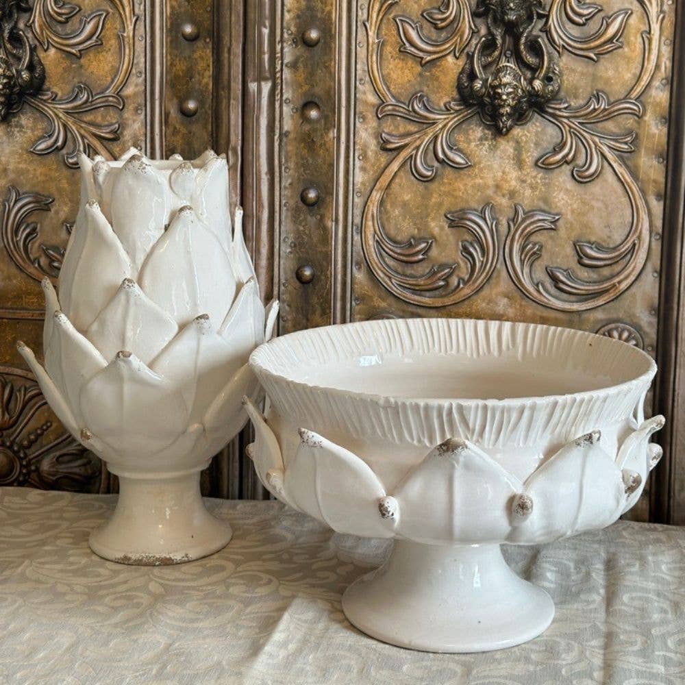 Scavo Harvest Pedestal Bowl - New: Antique White