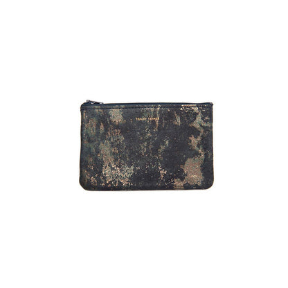 TRACEY TANNER | Small Zip Pouch - Distress Metallic Navy/Black