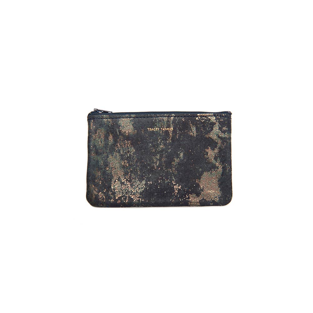 Small Zip Pouch: Foil Black