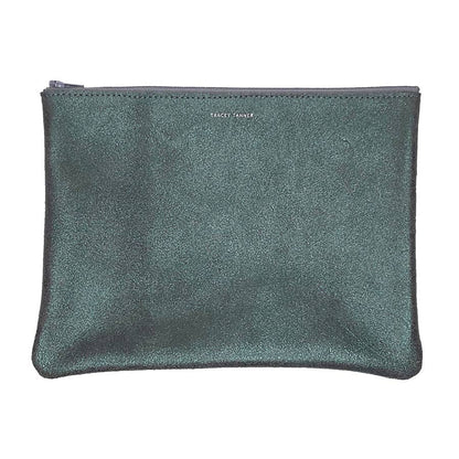 TRACEY TANNER | Large Zip Pouch -  Metallic Distress Navy/Black