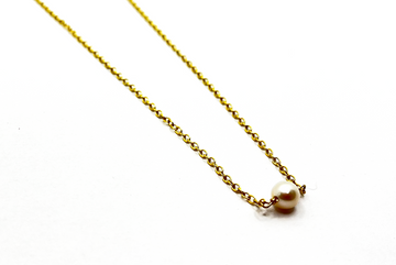 Pearl Solitaire Necklace on Gold-Fill Chain