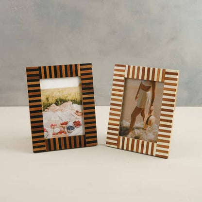 Ebony & Ivory Striped Wood Frame, 5x7