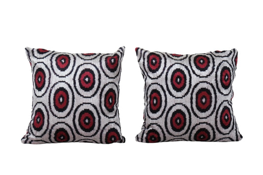 Square Silk Ikat Velvet Cushion | 18" x 19"