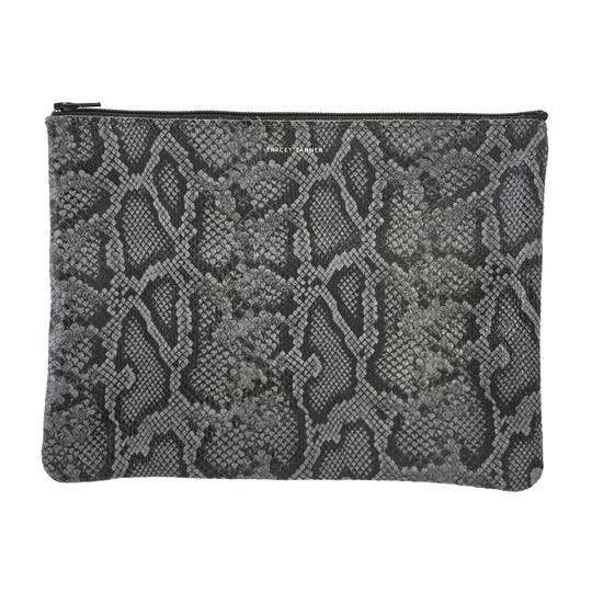 TRACEY TANNER | Large Zip Pouch -  Metallic Distress Navy/Black