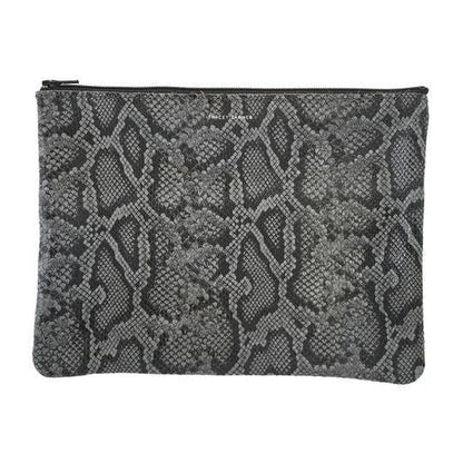 TRACEY TANNER | Large Zip Pouch -  Metallic Distress Navy/Black
