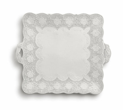 Merletto Antique Square Platter with Handles