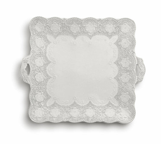 Merletto Antique Square Platter with Handles