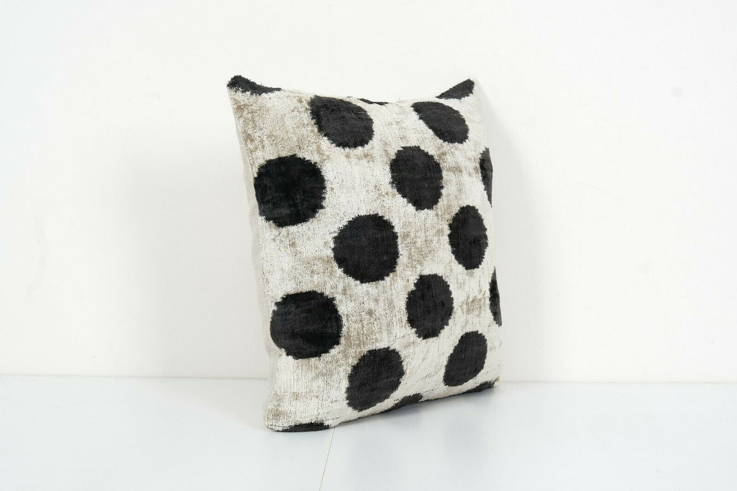 Black Silk Ikat Velvet Pillow | 16ʺ × 16"